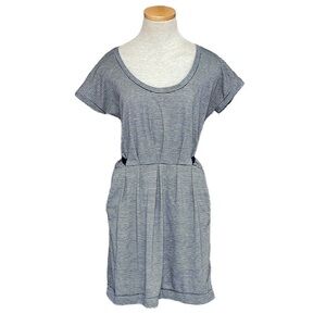 Subtitled Dress Blue Gray Stripes T-Shirt Tie Back Size 8